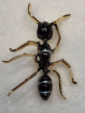 New Black and Gold Enamel Ant Brooch / Pin